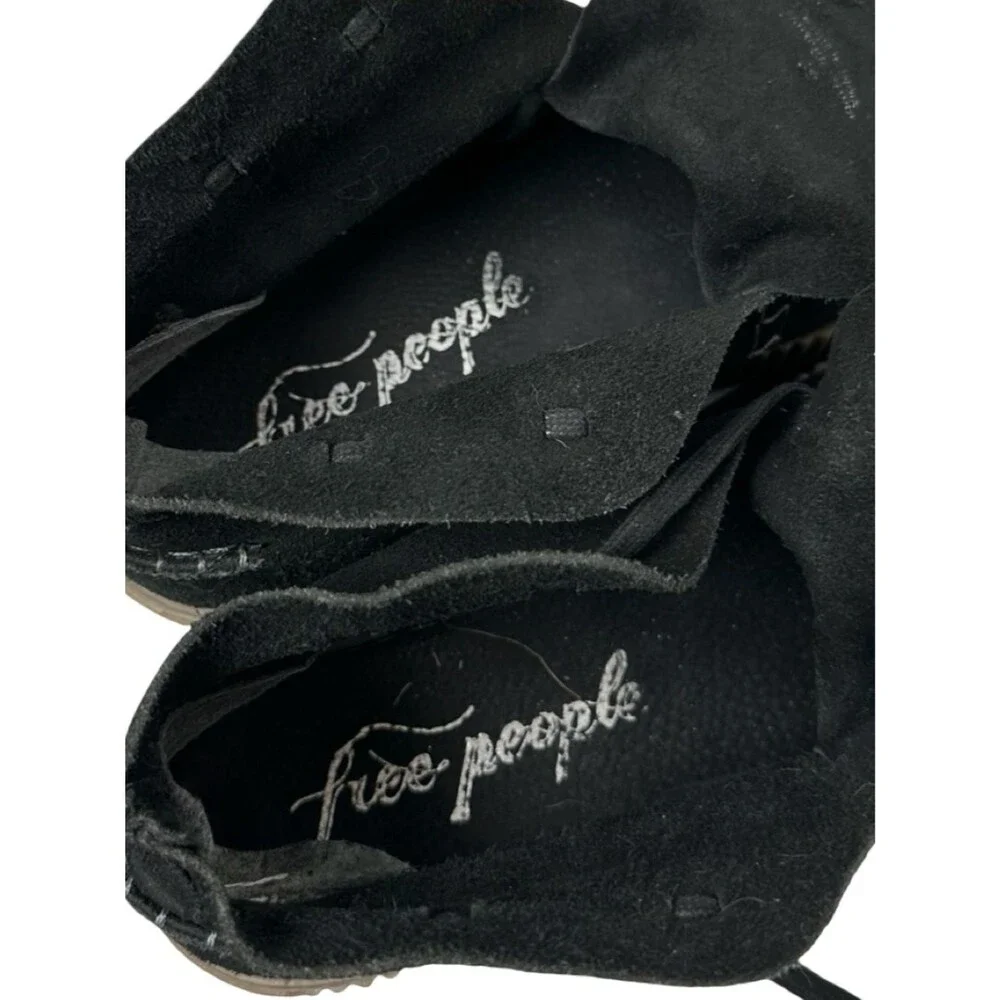 Free People Black Suede Leather Boho Chukka Sneaker Booties Women’s Size 39